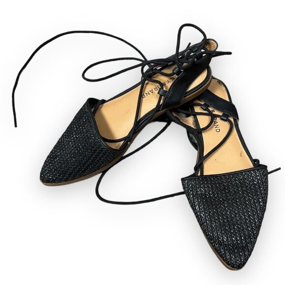 Lucky Brand MacNeil Lace Up Crochet Twine Flats Black Women’s Size 7 - Picture 1 of 6